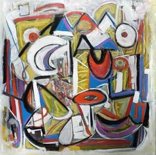 Pintura abstrata original listada John Schwab warhol MOMA Picasso cubista comprar usado  Enviando para Brazil