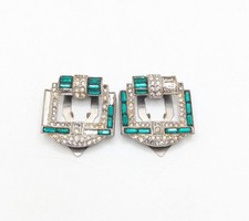 Usado, Conjunto de clipes de sapato vintage Art Deco verde strass par combinando raro Art Nouveau comprar usado Usado, Conjunto de clipes de sapato vintage Art Deco verde strass par combinando raro Art Nouveau comprar usado  Enviando para Brazil