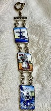 Pulseira lembrança esmalte holandês vintage 7" moinhos de vento veleiro crianças coloridas comprar usado  Enviando para Brazil