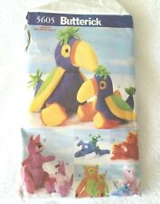 Bolsa de feijão de pelúcia Butterick animais padrão 5605 de 1998 papagaio leão canguru, usado comprar usado  Enviando para Brazil