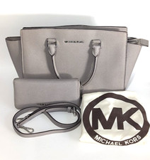 Usado, Bolsa satchel Michael Kors média couro saffiano cinza com carteira, tiracolo, bolsa de pó comprar usado  Enviando para Brazil