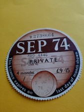 Tax disc 1974 for sale  BIRMINGHAM