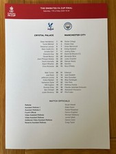 Usado, Folha de equipe Crystal Palace v Manchester City 17 de maio de 2025 Emirates FA Cup Final A4 comprar usado  Enviando para Brazil