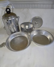 Kit de panelas de alumínio para equipamento de acampamento Girl Scout e cafeteira Coleman vintage comprar usado  Enviando para Brazil