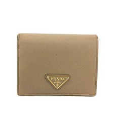 Bolsa carteira dobrável de couro placa logotipo PRADA bege/2BG2567 comprar usado  Enviando para Brazil