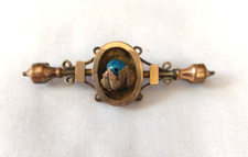 Usado, Olho de gato vintage? Broche/broche barra vitoriana renascimento etrusco pedra flutuante azul 2,5" comprar usado  Enviando para Brazil