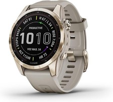 Relógio GPS multiesportivo solar safira Garmin fenix 7S em ouro creme 010-02539-20 comprar usado  Enviando para Brazil