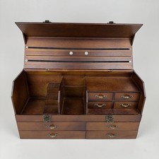 Caixa de joias de madeira hobby relógio joia ferramenta de reparo baú 8 gavetas, marrom comprar usado  Enviando para Brazil