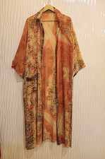 Largo Kimono Chaqueta Capa Con Lateral Ranuras,100% Chiffon Seda Pura comprar usado  Enviando para Brazil