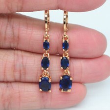 Brincos pendurados femininos de topázio místico azul oval folheados a ouro amarelo 18K, usado comprar usado  Enviando para Brazil