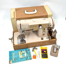 Máquina de costura Singer 223 com estojo pedal manual - ponto cego zig zag REPARADO comprar usado  Enviando para Brazil