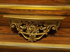 Prateleira de parede Syroco dourada vintage mesa de exibição ornamentada flor rosa Hollywood Regency  comprar usado  Enviando para Brazil