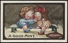 Inter-Art Pocztówka Kute Kiddies A Good Move Warcaby 1911 na sprzedaż  Wysyłka do Poland