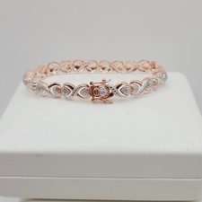Pulseira de coração Classic Treasures ouro 18k sobre prata diamante destaque MSRP $325 comprar usado  Enviando para Brazil