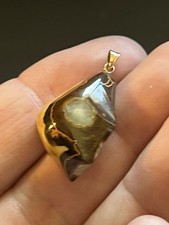 Pingente polido moldura de ouro amarelo 18k ágata natural/quartzo amostra UAU comprar usado  Enviando para Brazil