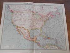 Antiguo mapa a color c1904 de América del Norte industrial con COMUNICACIONES segunda mano  Embacar hacia Mexico