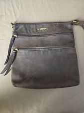 Bolsa de ombro ESTALON fina couro marrom tiracolo fecho com zíper linda pátina comprar usado  Enviando para Brazil