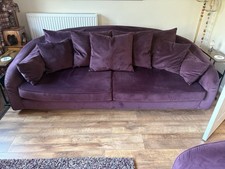Aubergine velvet 3seater for sale  DAVENTRY