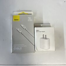 Adaptador de alimentación USB-C 20W y cable de carga rápida Baseus para iPhone paquete combinado segunda mano  Embacar hacia Mexico