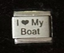 Berloque italiano I Heart Love My Boat laser link 9MM K3456, usado comprar usado  Enviando para Brazil