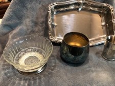 Bandeja de aço inoxidável Tramontina, tigela de vidro cortado, copo de prata, taça de prata - 4 comprar usado  Enviando para Brazil