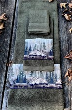 Conjunto de toalhas de borda personalizadas 3 peças lobos verdes oliva novo acampamento comprar usado  Enviando para Brazil