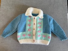 Usado, Cardigã suéter vintage 2T/3T Merry Mouse infantil tricô à mão com gola  comprar usado  Enviando para Brazil