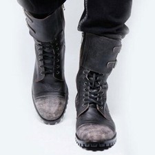 Botas masculinas de exército de panturrilha média retrô punk fivela de couro sintético botas de combate militares comprar usado  Enviando para Brazil