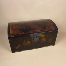 Caixa de joias vintage oriental pintada à mão baú caixa tampo de mesa preto Ásia comprar usado  Enviando para Brazil