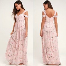 Vestido maxi Lulus rosa claro estampa floral tamanho pequeno P comprar usado  Enviando para Brazil