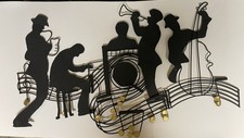 Banda de metal jazz decoração de parede sax trompete piano bateria banda baixo 34,5” x 21,5”, usado comprar usado  Enviando para Brazil