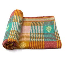Colcha de algodón auténtica de colección Kantha hecha a mano india segunda mano  Embacar hacia Mexico