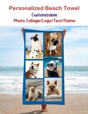 Foto personalizada colagem nome/texto toalha de praia natação surf presente de férias comprar usado  Enviando para Brazil