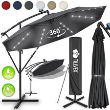 tillvex® Parasol przeciwsłoneczny LED Solar Ø3m Parasol świetlny 350cm Balkon Parasol ogrodowy Korba na sprzedaż  Wysyłka do Poland