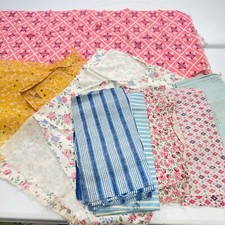 lote de tecido vintage saco de alimentação algodão listras florais pontos rosa azul mcm retrô comprar usado  Enviando para Brazil