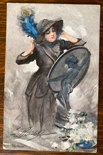 VANIDADES BARRIBALES Arte Antiguo 1912 HENDERSON Postal ESPEJO Glamoroso Deco Dama segunda mano  Embacar hacia Mexico
