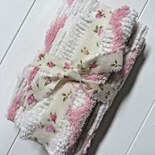 PACOTE vintage de chenille de algodão rosa e branco (B) - 4 peças, usado comprar usado  Enviando para Brazil