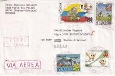 Capa correio aéreo G026A Equador 1998 Macas para Grono Suíça bons cancelamentos comprar usado  Enviando para Brazil