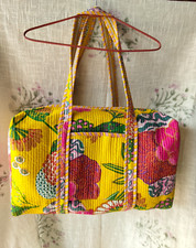 Bolsa de ombro acolchoada feita à mão com estampa de frutas amarelas de algodão boho hippie comprar usado  Enviando para Brazil