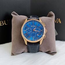 Relógio masculino Bulova Wilton azul clássico cronógrafo 97B170 couro quartzo 46,5 mm comprar usado  Enviando para Brazil