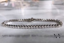 Brazalete de boda de tenis de 7 pulgadas redondo de 5 quilates corte brillante sólido oro blanco de 14 K segunda mano  Embacar hacia Mexico