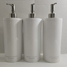Conjunto de 3 dispensadores de xampu condicionador plástico minimalista redondo branco comprar usado  Enviando para Brazil
