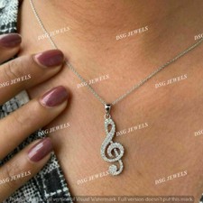 Usado, Colar pingente nota musical moissanita branco redondo 1 quilate prata esterlina 925 real comprar usado  Enviando para Brazil