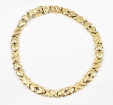 Pulseira de ouro amarelo 14K com elos cruzados e coração estilo corrente 7‐1/2" vintage 9,8 g comprar usado  Enviando para Brazil