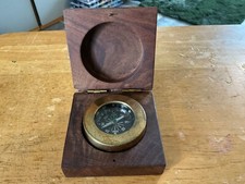 Brass compass wooden for sale  WALSALL