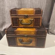 Baús de bagagem vintage de madeira - Caixa de armazenamento antiga com dobradiça, usado comprar usado  Enviando para Brazil