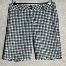 Bermuda Nike Golf Dri-Fit feminina xadrez tamanho 12 EUA azul cinza poliéster comprar usado  Enviando para Brazil