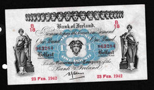Usado, 1942 Bank of Ireland £1 nota aUNC H.J.  Nova assinatura Adams #B/18 963284 comprar usado  Enviando para Brazil