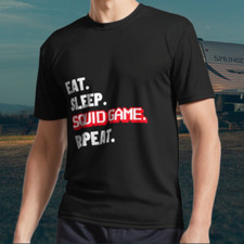 Camiseta Eat Sleep Squid Game Repeat logotipo ativo engraçada tamanho P a 5XL comprar usado  Enviando para Brazil