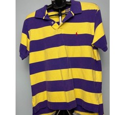 Camisa polo Ralph Lauren L listra roxa amarela 100% algodão manga curta grau B comprar usado  Enviando para Brazil